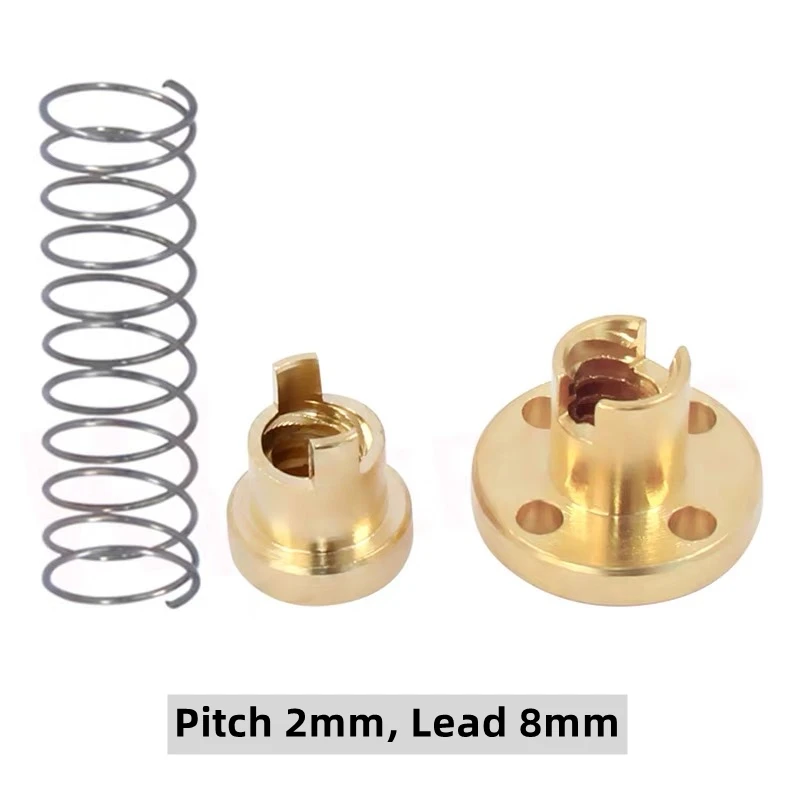 T8 Противолюстный ходовой винт Латунь/POM Пружинная гайка Устранение зазора 2 мм/4 мм/8 мм для деталей 3D-принтера с ЧПУ Ender 3 CR10/ Tornado