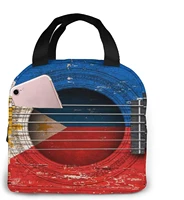old vintage acoustic guitar with filipino flag art print lunch bag tote bag insulated organizer lunch bag outdoors hiking beach