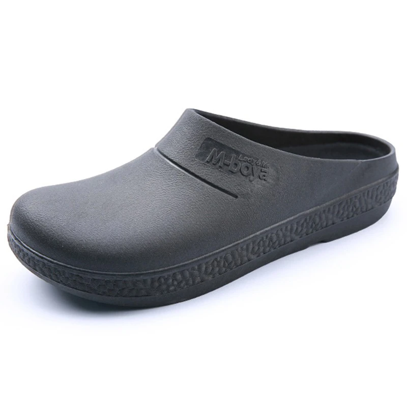 

Men Protective Flat Sandals Non-Slip Waterproof Oil-Proof Kitchen Chef Shoes Work Shoes Slippers Labor Insurance Shoes