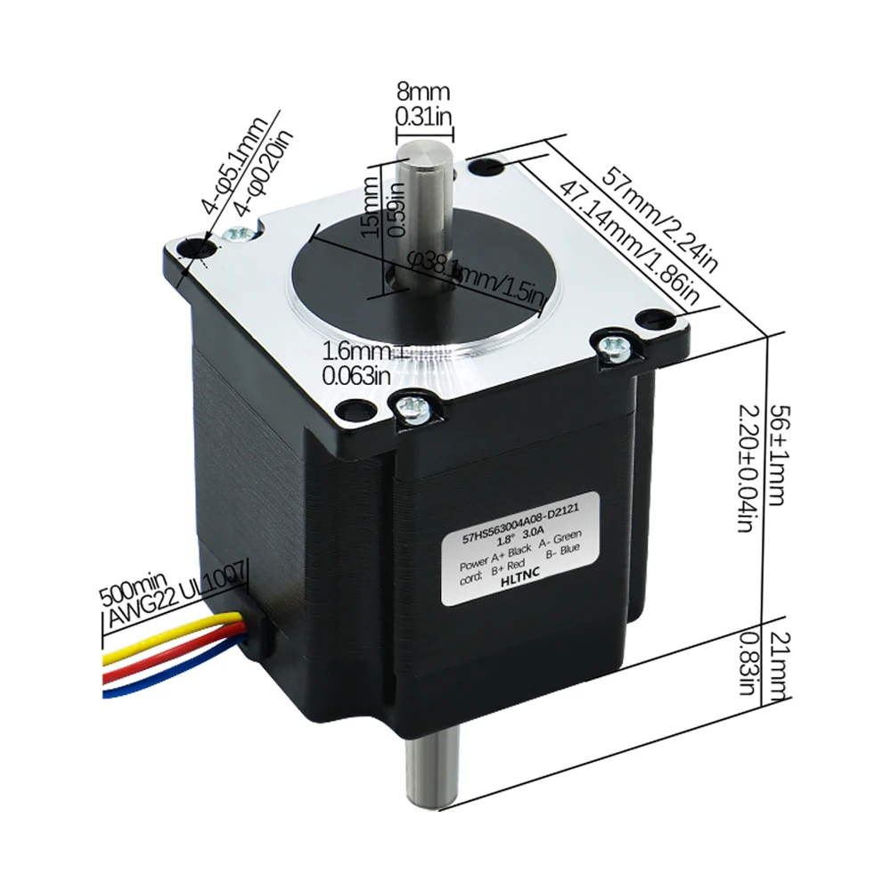 Шаговый двигатель Nema 23 1 2 Нм 57HS56 мм 171 унций двойной ось 6 35/8 одиночный 35 мм/8 ток 3 0 А