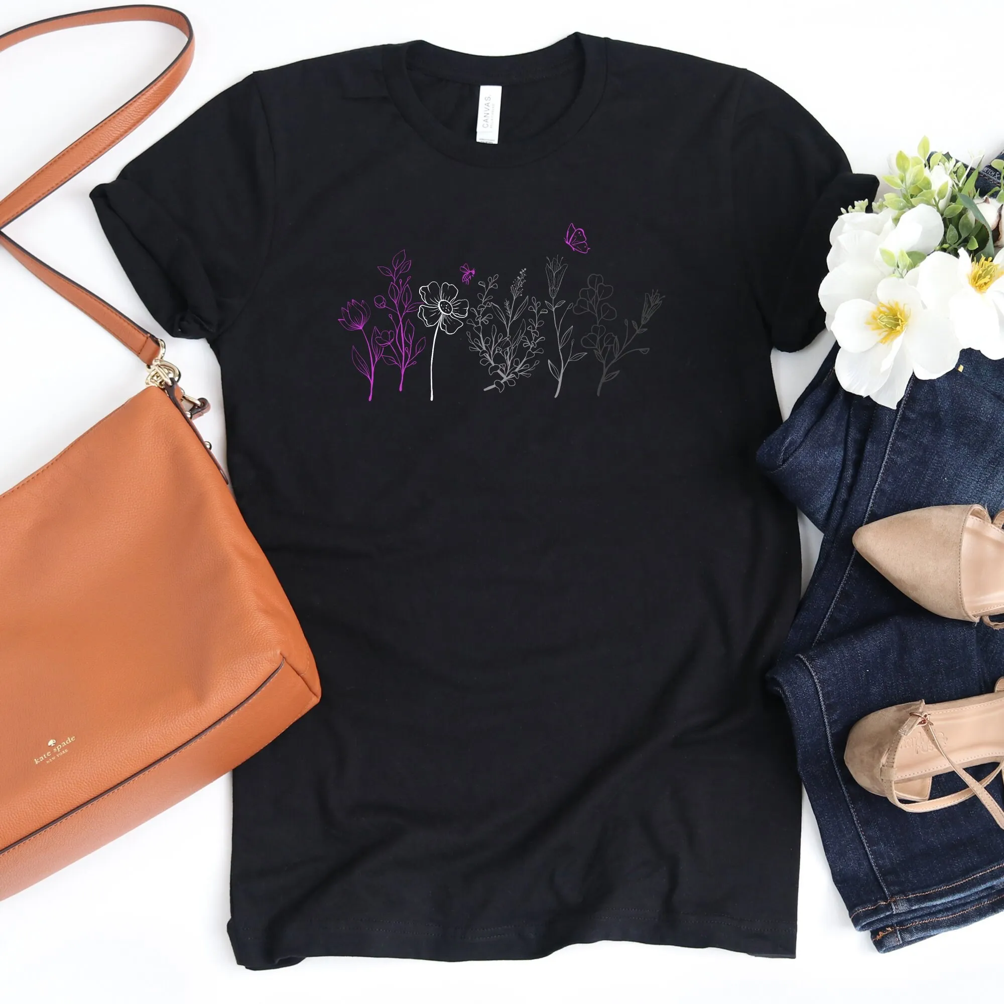 Футболка Asexual Pride Wildflowers Wildflower Subtle Cottagecore Ace