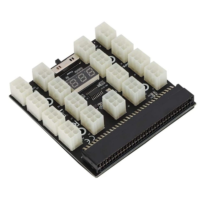 

Плата адаптера, PCI-E 17X 6-контактный 12 В адаптер источника питания для сервера майнинга со светодиодный ным дисплеем, используется для источни...
