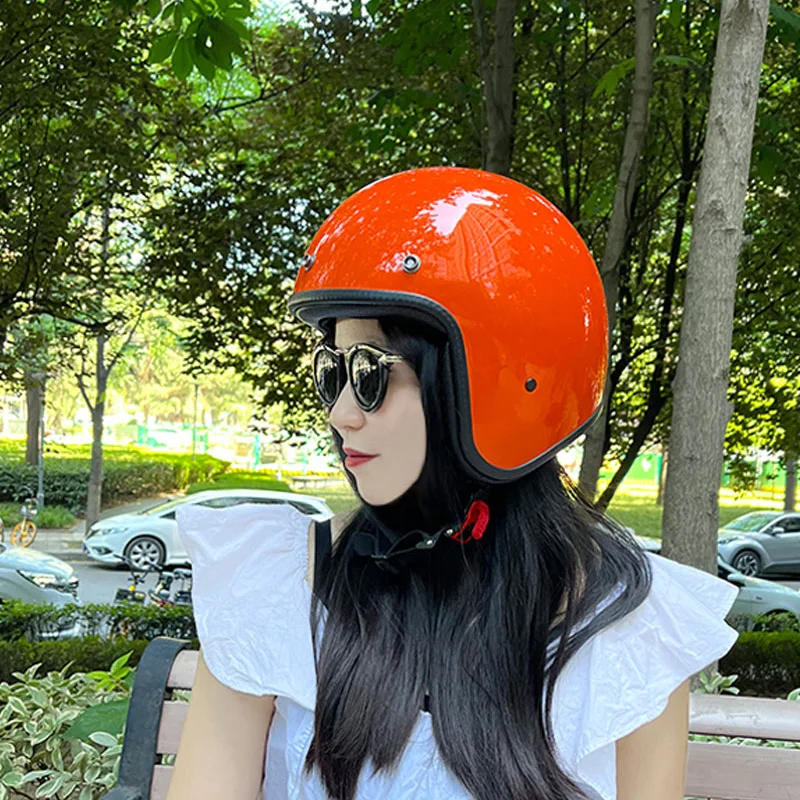 Genuine Vintage ABS White Open Face Motorcycle Helmet Retro Scooter Riding 3/4 Jet Casco Moto Capacete DOT Approved enlarge