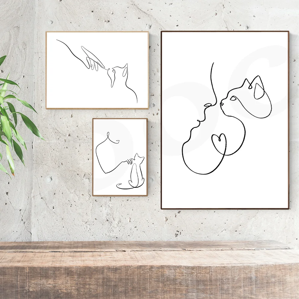

Картина на холсте «Дом» для детской стены, рисунок с животными, кошками и мастерами, скандинавский домашний декор