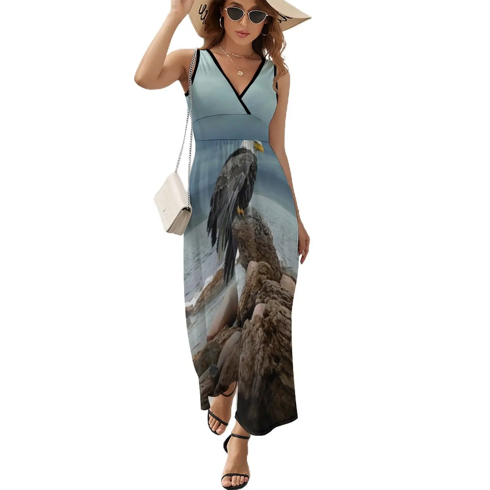 

Bald Eagle Dress Predator Sea Eagles Kawaii Maxi Dress Aesthetic Bohemia Long Dresses High Waist Graphic Oversized Vestido