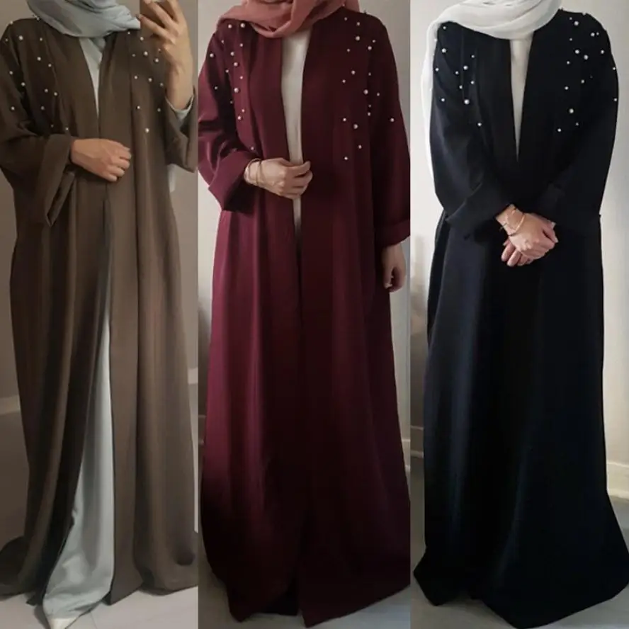 Мусульманская Мода Турция для взрослых повседневное Бисероплетение женское платье Дубай абайя платье кружевное арабское поклонение служб...