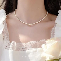 hi man boho handmade pearl string queen portrait bow heart pendant necklace women elegant wedding party jewelry accessories