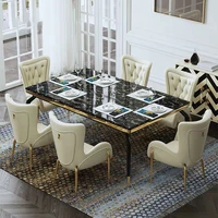 luxury dinning room restaurant furniture flocking leather arm chair with metal legs dining chair