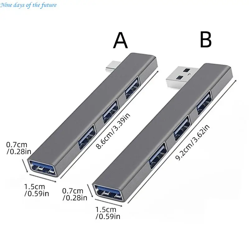 Алюминиевый сплав 4 порта USB3.0 Тип C Концентраторы Быстрая скорость 5 Гбитс Передача данных Прямоугольный дизайн Вилки Play (art.: 3920dc6384faf) - 3920dc6384faf
