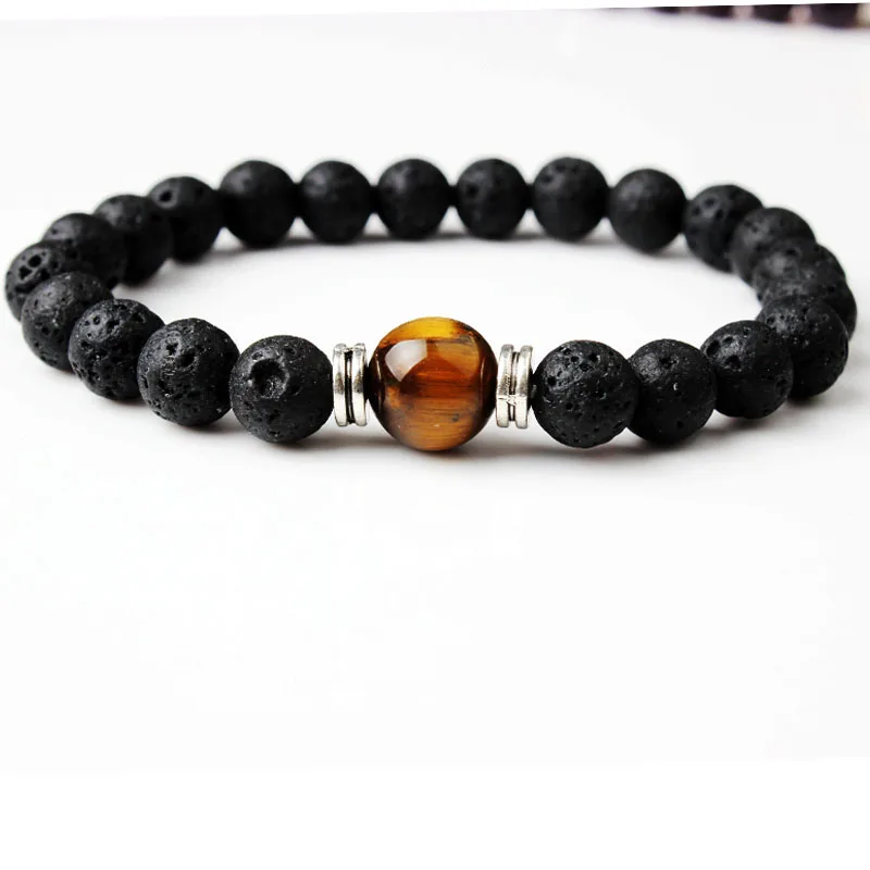 

8mm 5A Natural Stone Bracelet AAA Yellow Tiger Eye Volcanic Stone Yoga Bracelet For Diy Jewelry Women And Men Amulet Accessories