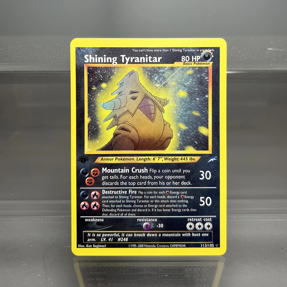 Фото Neo Destiny Charizard PTCG, одна коллекционная карта, 1-е издание, 1996, тирангированная карта Генгар, PKM, прокси-карты, игрушки, подарки №4