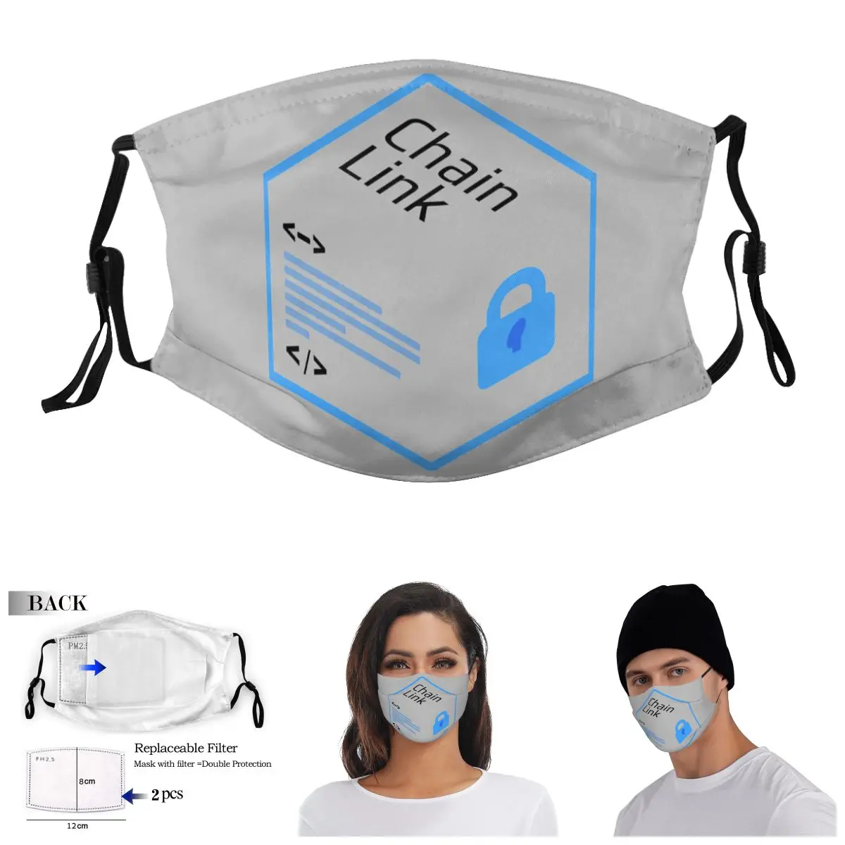 

Chainlink Cube Hodl Adult Dust Mask Nerd ｠Guise Activated Carbon Filter Mask