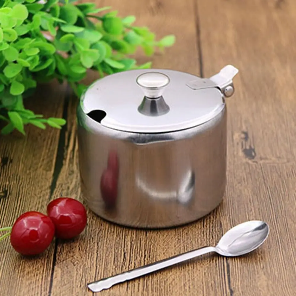 Практичный серебристый сахарница из нержавеющей стали водонепроницаемый