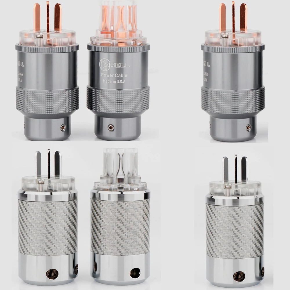 

High Quality AU Pure Copper Rhodium Plated Power Plug Tail Connector For HIFI Audio Power supply wire Connectors 2 Style
