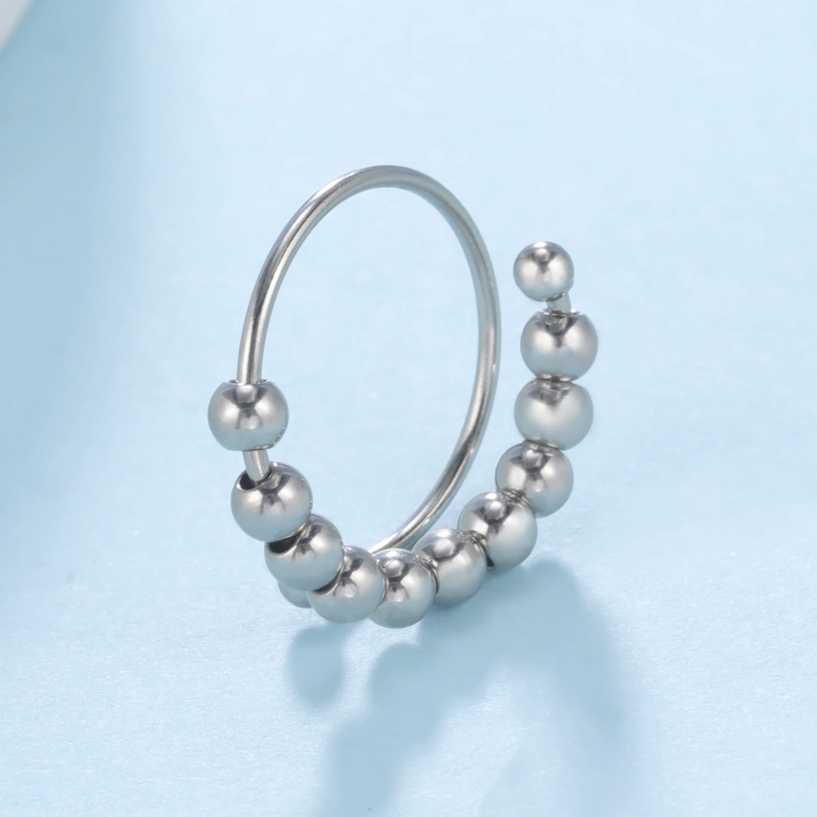 Skyrim Нержавеющая сталь вращать бусины беспокойство кольца регулируемые стресс