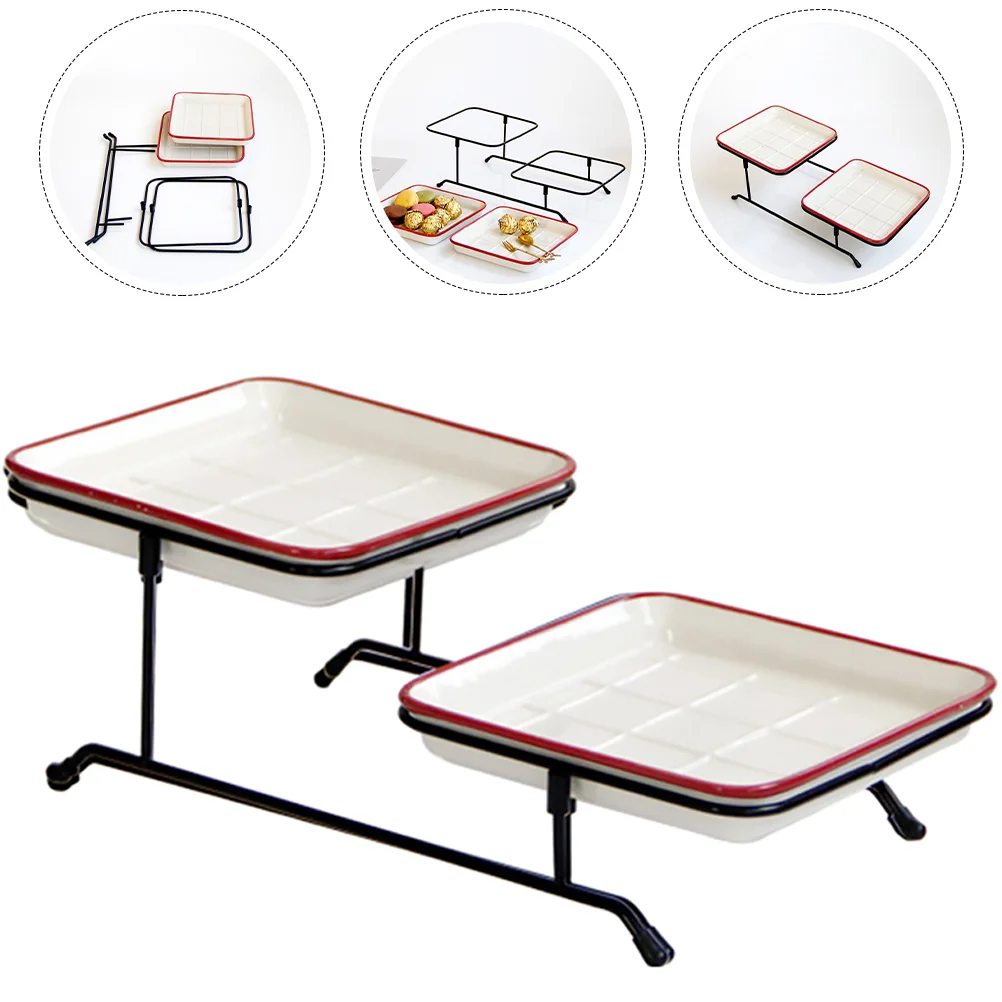 

1 Set of Cake Serving Stand 2-Tier Dessert Tray Snacks Storage Tray Fruit Container