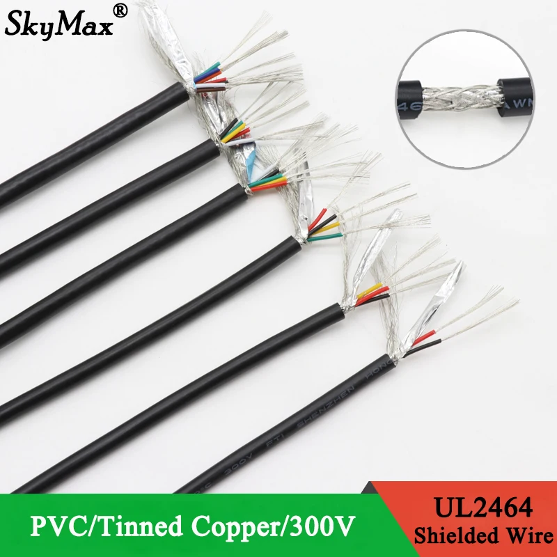 

5/10M UL2464 Shielded Wire 26AWG 24AWG 22AWG Channel Audio Line 2 3 4 5 6 8 Cores Copper Signal Control Cable Sheathed Wires