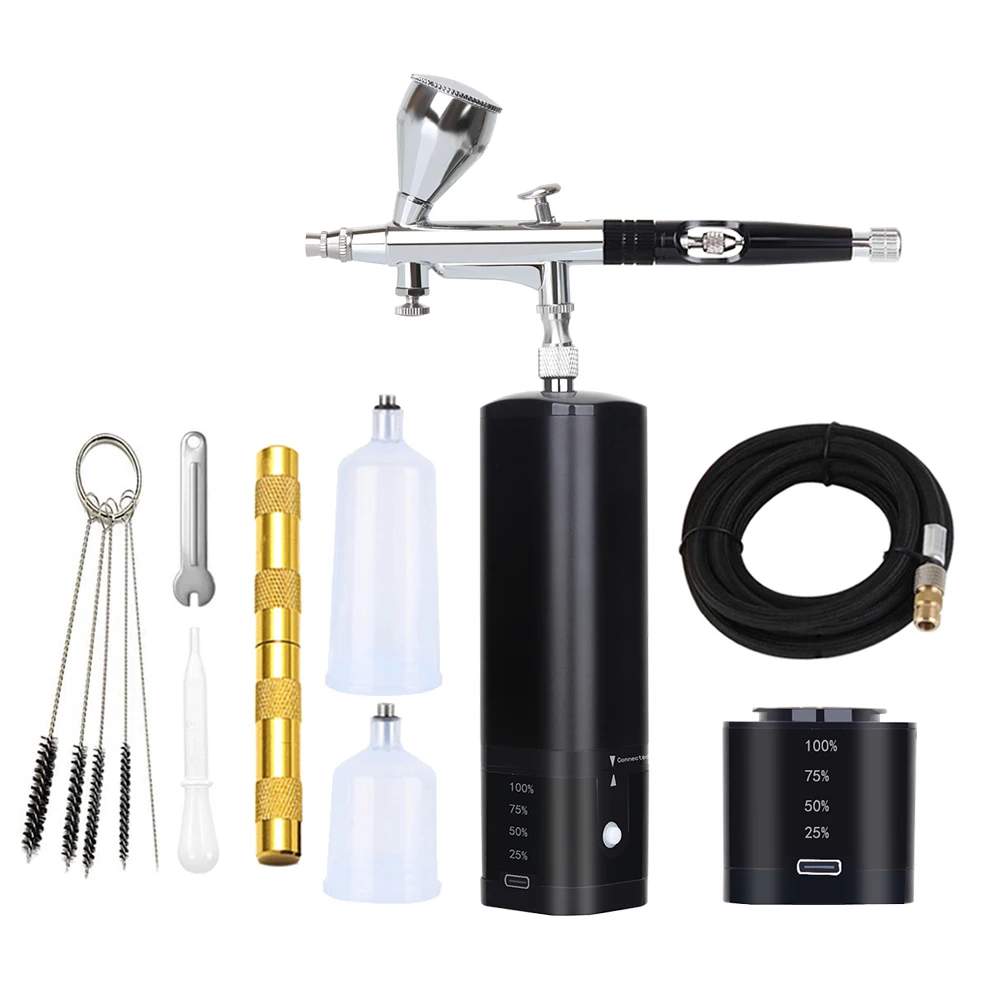 

Холодный аэрограф, удобный комплект двухпоршневого компрессора, портативный перезаряжаемый супер тихий пневматический инструмент высокого давления