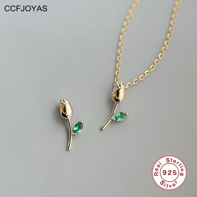 

CCFJOYAS Cute Small Rose 925 Sterling Silver Necklace Women Temperament Design Pendant Small Flower Clavicle Chain Jewelry