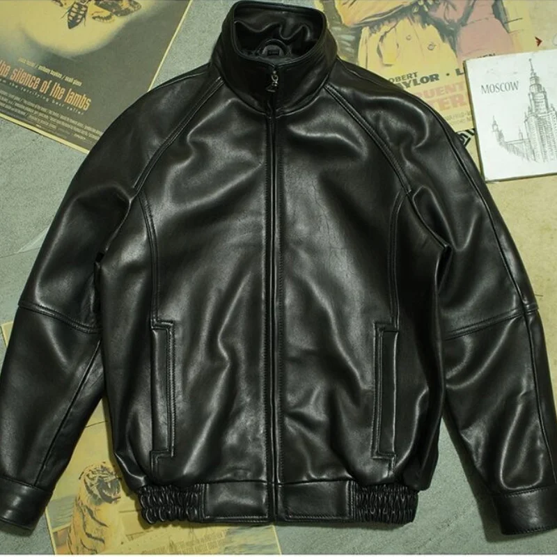 

Мужская кожаная куртка, черные Куртки из натуральной кожи, зимнее пальто