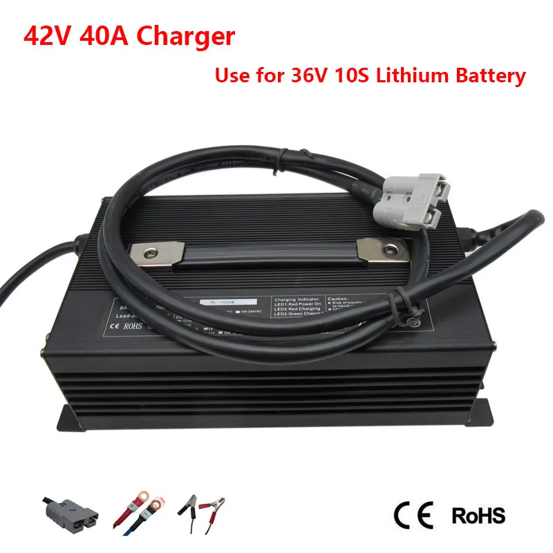 

2000W 42V 40A 30A 20A Lithium Fast Charger 36V 25A For 36 Volt 10S Li ion Touring Car Forklift Ebike Golf Cart Tricycle Battery