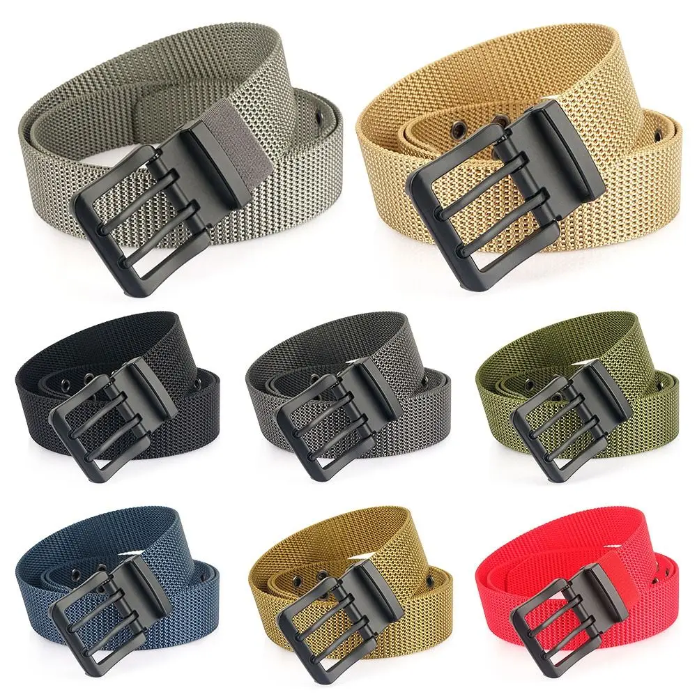 Quick Drying Vintage Luxury Brand Design Double Pin Buckle Waistband Nylon Braided Belt Weave Waist Band Canvas Strap