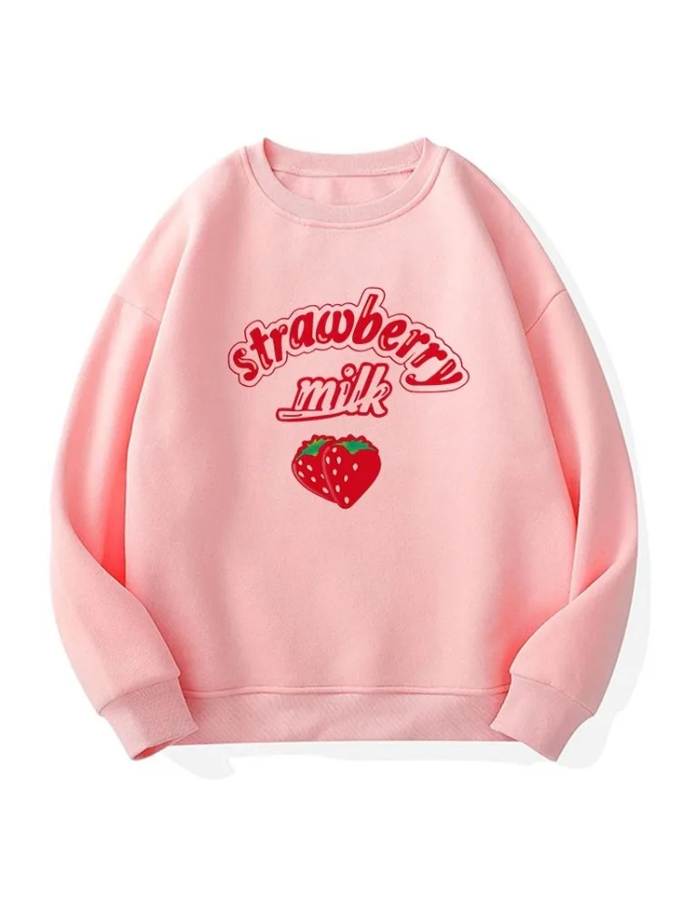 

Merry Pretty Harajuku Kawaii Strawberry Letter Hoodies Fleece Sweatshirt Women Kpop Chic Cute Pink Sweatshirts Girls Top