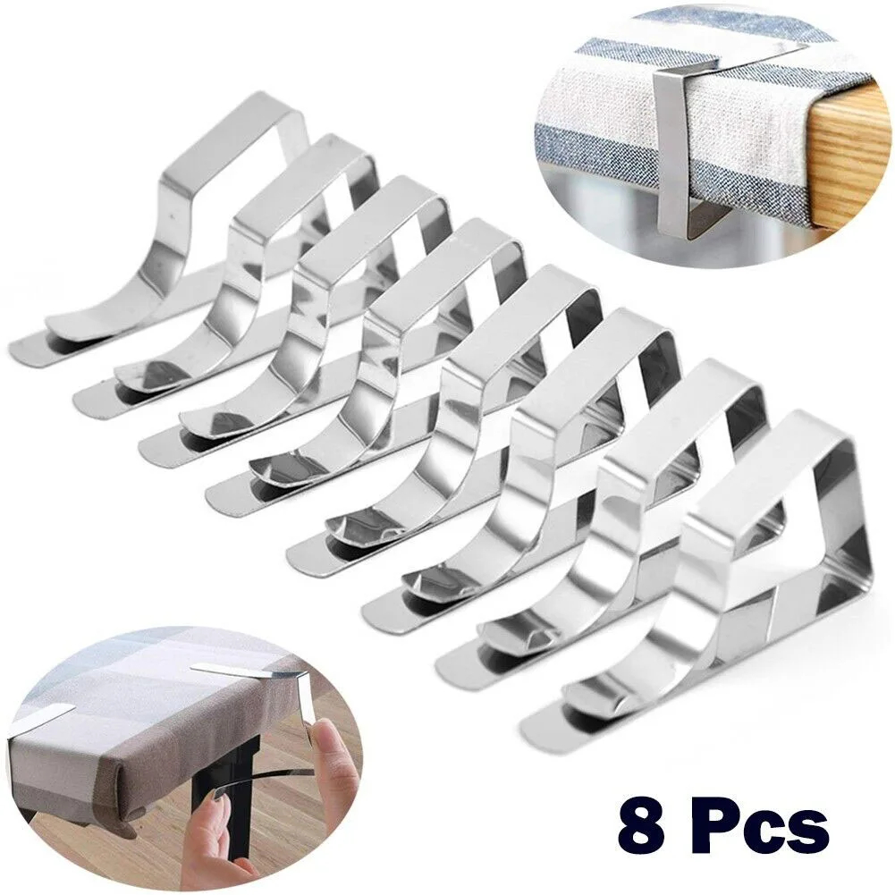 

8pcs Tablecloth Clamps Stainless Steel Table Cover Clips Anti-Slip Table Cloth Holder Clip Wedding Table Cloth Cover Fix Clips