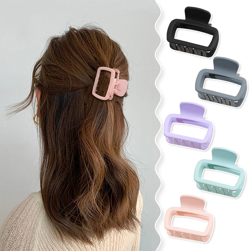 

Fashion Frosted Square Hair Clip Elegant Hair Claw Barrettes for Women Girls Geometric Hollow Out Headwear Hair Accessories