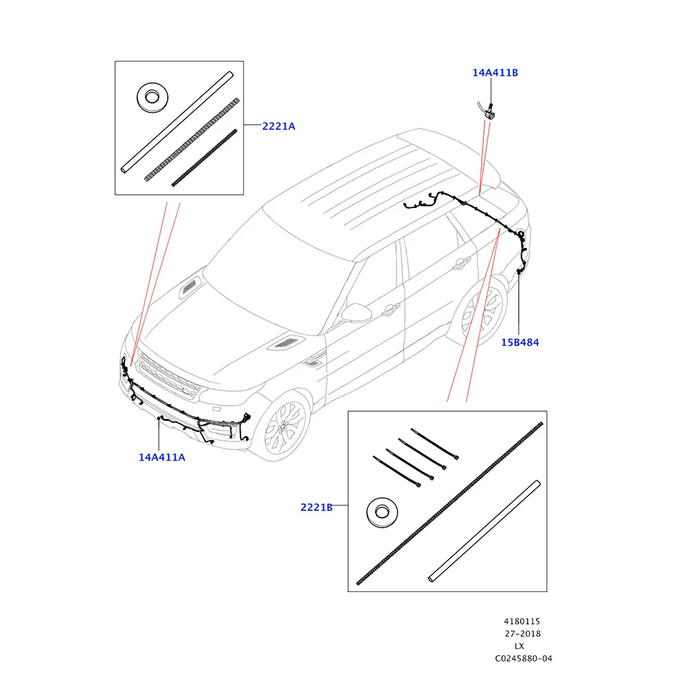 Жгут проводов переднего бампера автомобиля аксессуары для Land Rover Range Sport L494 2014 2015