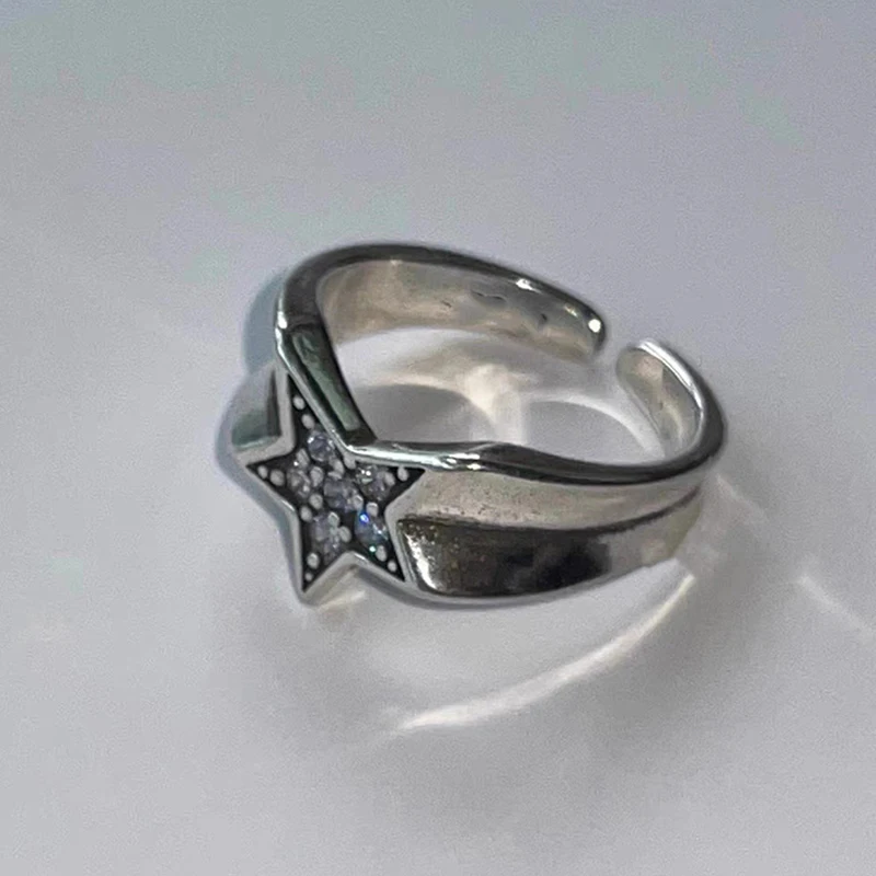 

Irregular Star Ring Women Men Adjustable Shiny Rhinestone Couple Ring Vintage Charming Crystal Pentagram Ring Lover Jewelry Gift