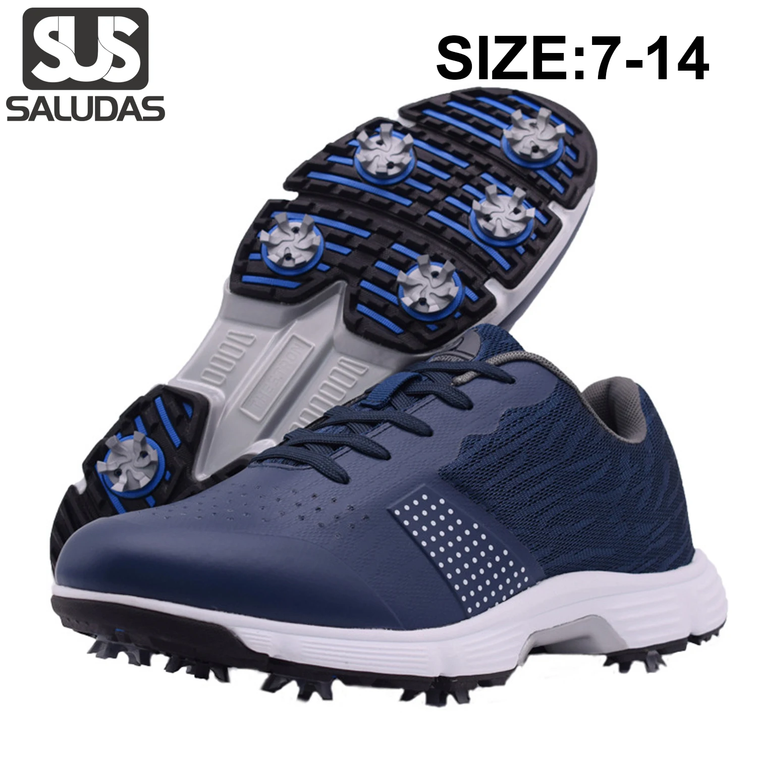 SALUDAS Golf Shoes for Men Waterproof Outdoor Sneakers Spikes Breathable Anti-slip Shoe Spikes Profession Men Golf Shoes
