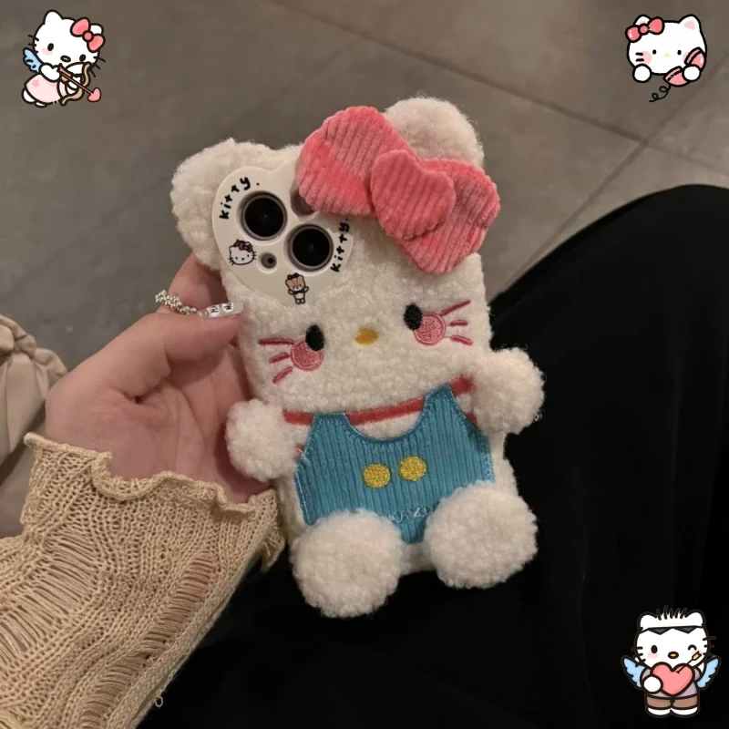 

Плюшевый телефон Hello Kitty Y2K для Iphone15 14 Promax 13 Pro Kawaii Ins