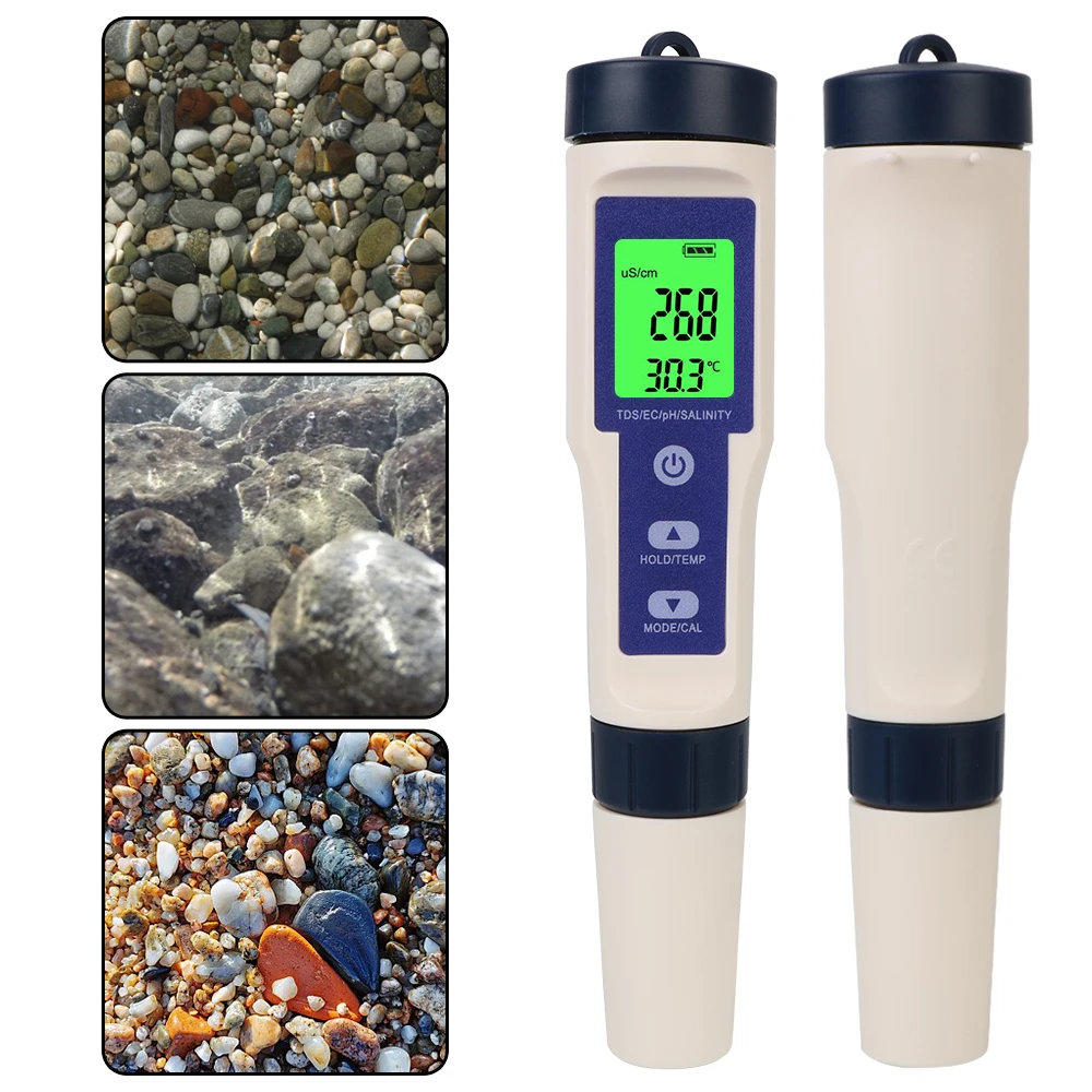 

Purity Measure Tool 5 in 1 PH/TDS/EC/SALT/TEMP Temperature Hydrogen-rich Meter Water Quality Detector