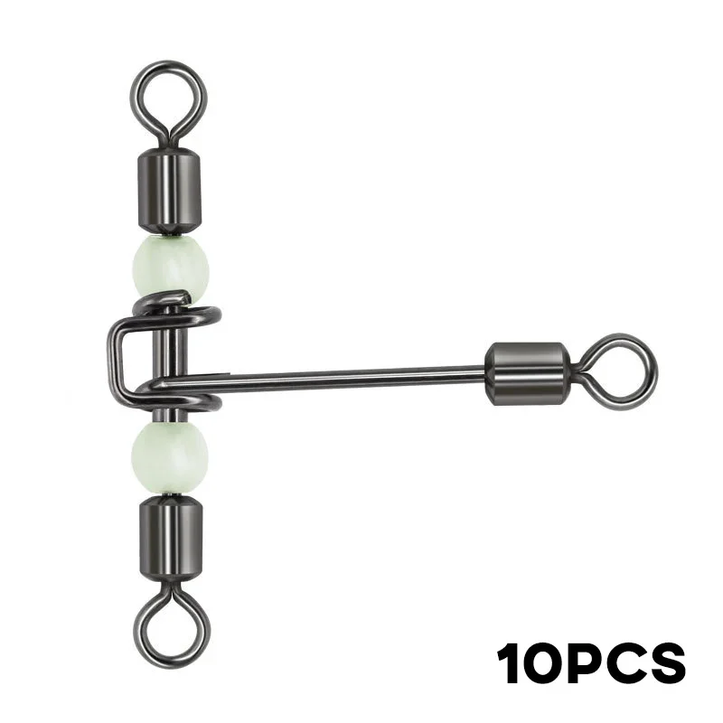 10 Шт. Светящиеся Рыболовные Вертлюжки 3-сторонние Т-образные Вращающиеся Защелки