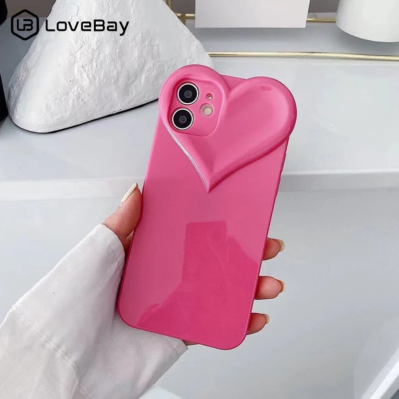 

Candy Color Cute Love Heart Lens Protective Phone Case For iPhone 11 12 Pro Max X XR XS 7 8 Plus SE 20 Shockproof Silicone Cover