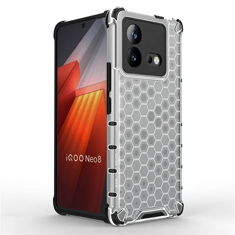 

For IQOO Neo8 Pro Case IQOO Neo Neo5 Neo6 Neo7 Neo8 Cover 6.78 inch Shockproof Honeycomb Hard PC Protection Bumper For IQOO Neo8