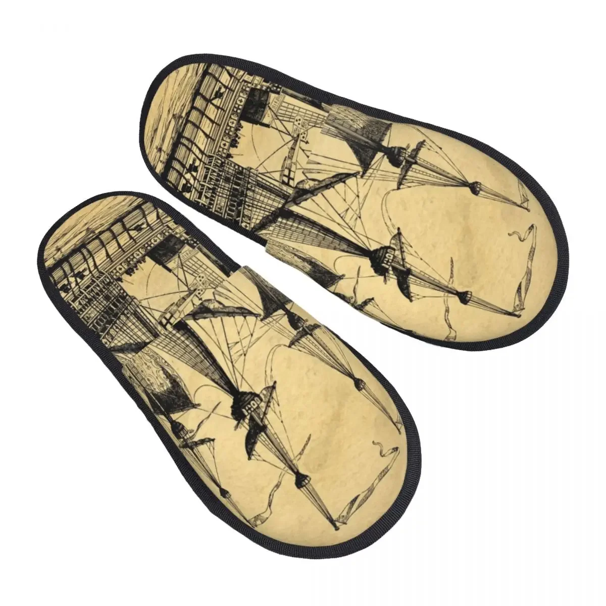 Высокие корабльные винтажные парусные домашние тапочки моряка женские удобные