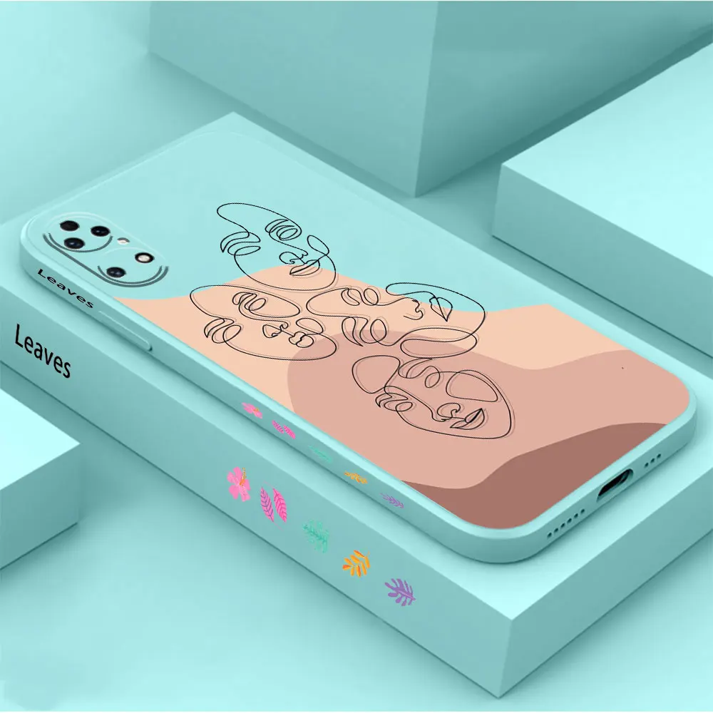 Abstract Line Sexy Couple Body Phone Case For Huawei P60 P50 P40 P30 P20 Mate 50 40 30 20 20X 10 Colour Liquid Silicone Cover