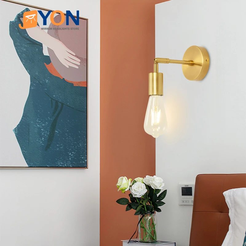 

Modern Led Wall Lamp E27 Gold Hotel Aisle Industrial Loft Stairs Corridor Living Room Bedside Wall Lamp Bedroom Lighting Fixture