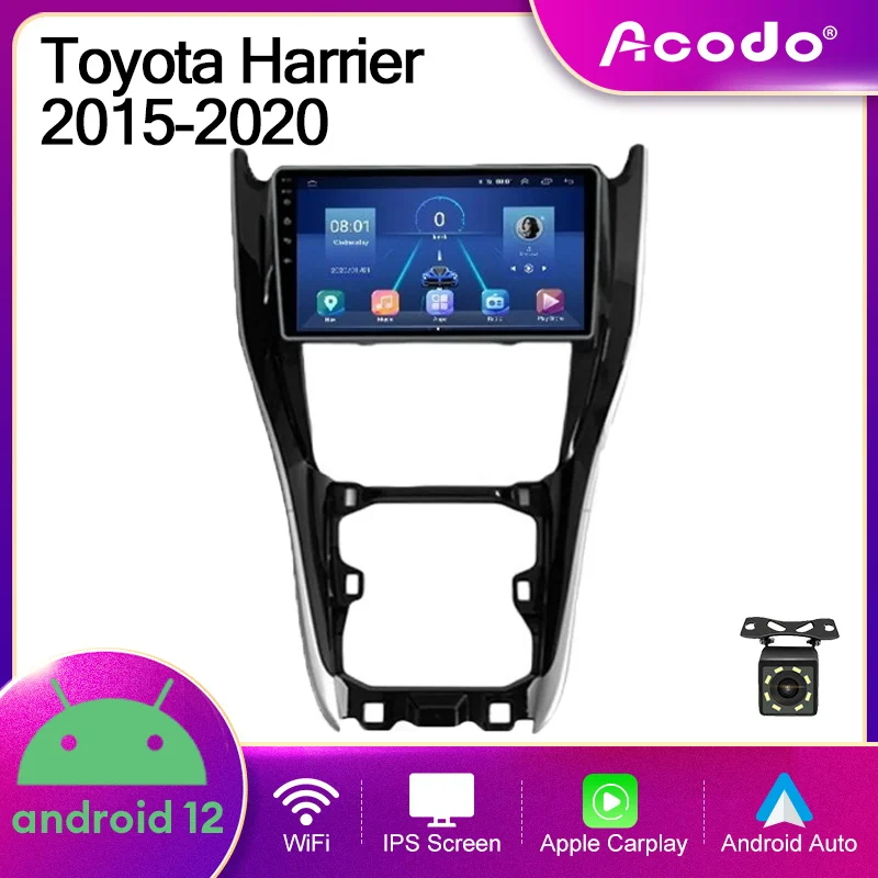 

Автомобильный плеер Acodo Android12 для Toyota Harrier 2015-2020, автомобильное радио, стерео, GPS, Wi-Fi, Carplay, сенсорный экран IPS, BT, FM, Стерео Авторадио