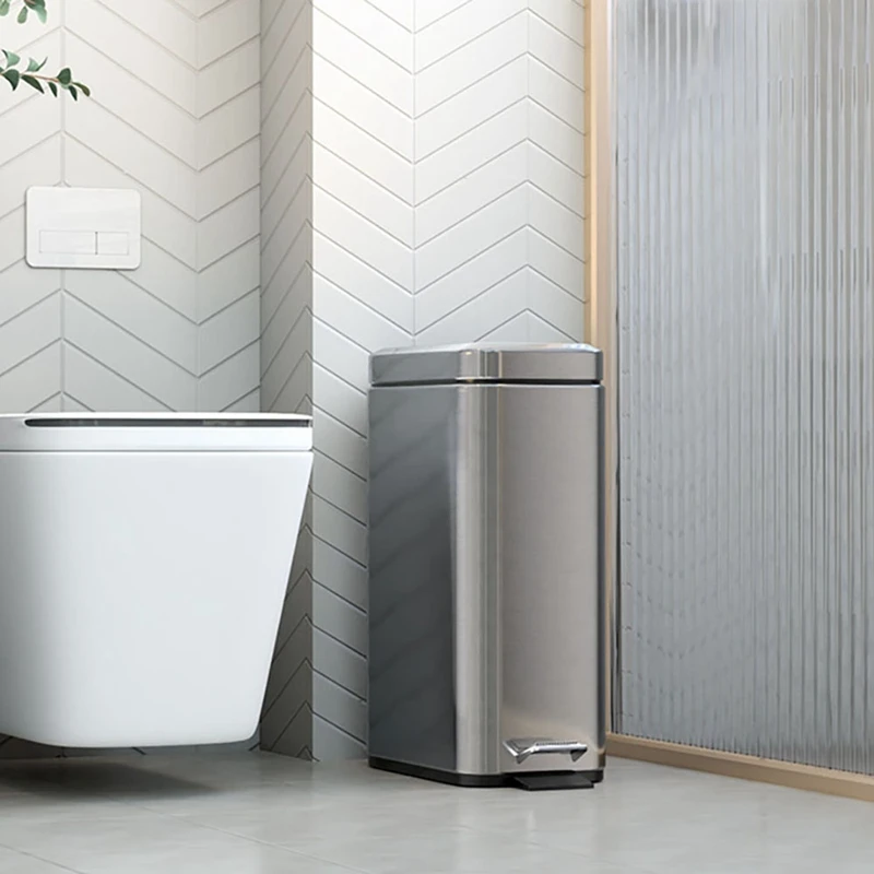 

Stainless Steel Step Trash Garbage Bin with Lid Silent Trash Bin Home Waterproof Waste Bin Removable Inner Wastebasket
