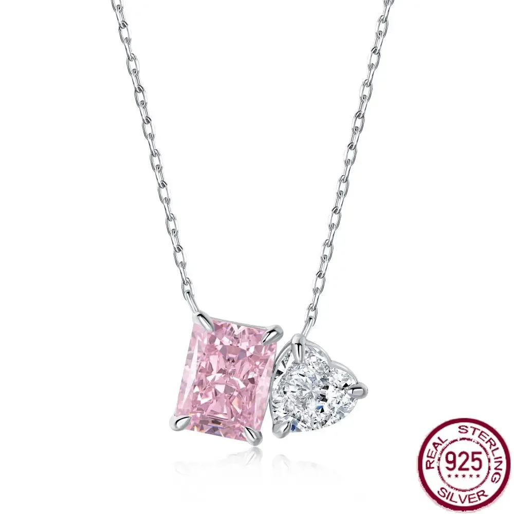 Женское ожерелье из серебра 925 пробы с подвеской в виде квадратного сердца