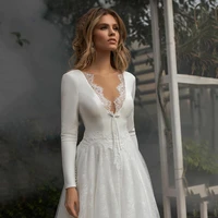 roddrsya sexy glitter lace v neck wedding dresses full sleeves appliques bow backless for brides train robe de mari%c3%a9e a line
