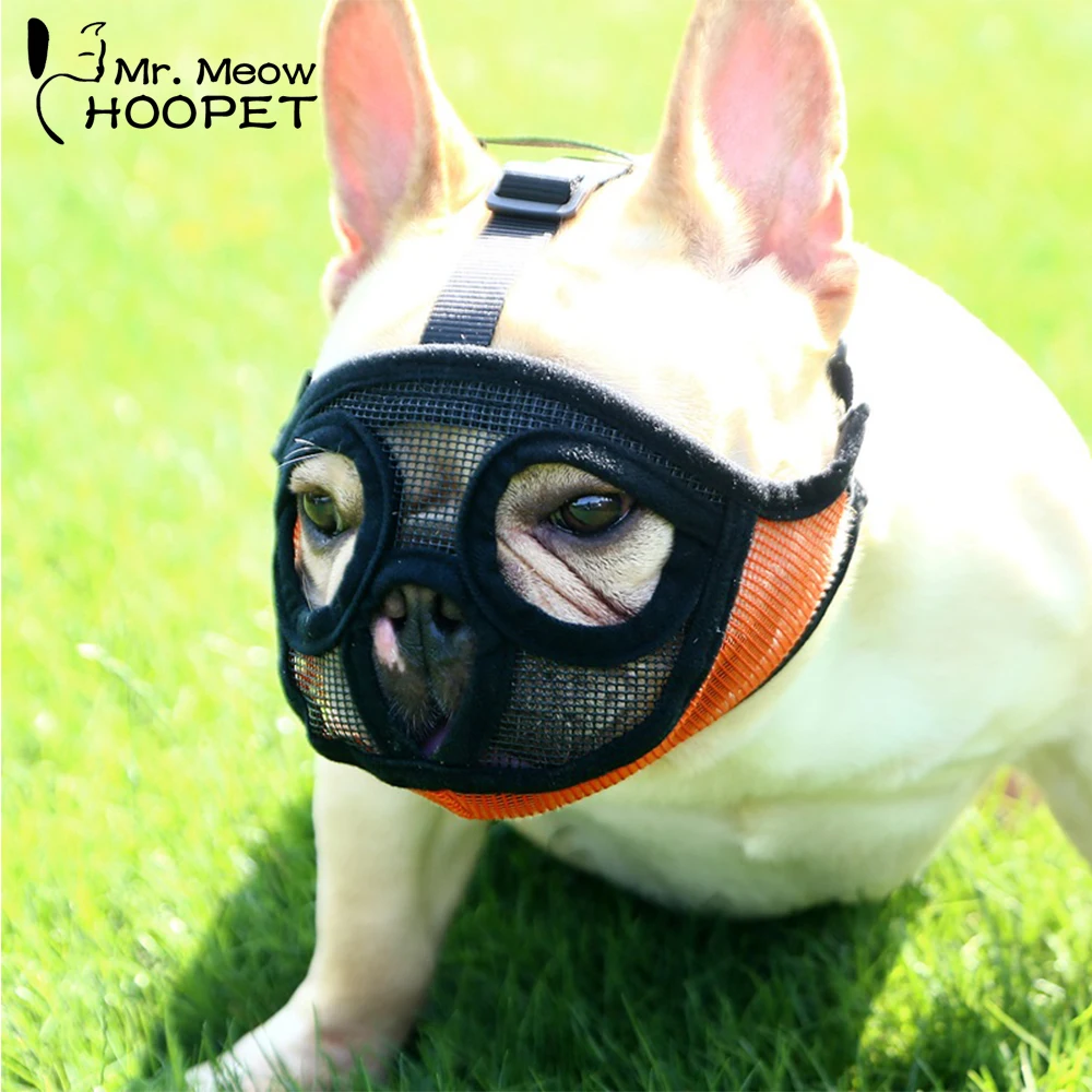 

Hoopet Pet Small Dog French Bulldog Muzzle Dog Mouse Basket Breathable Muzzle for Dogs Leash Harness Supplies