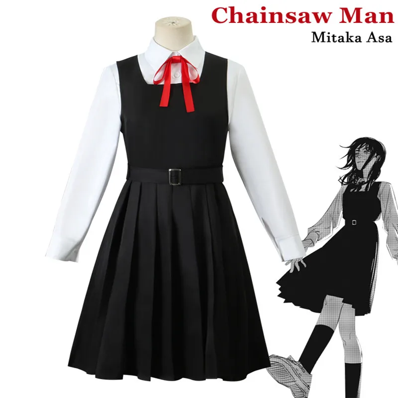 

Костюм для косплея аниме «бензопила» ASA MITAKA, парик, наклейки с татуировками, школьная Униформа JK, костюм дьявола, рубашка, носки, галстук, сез...