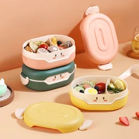 hmt new cartoon 3 partition plastic kids lunch box leak proof children bento box student food container microwave lunchbox