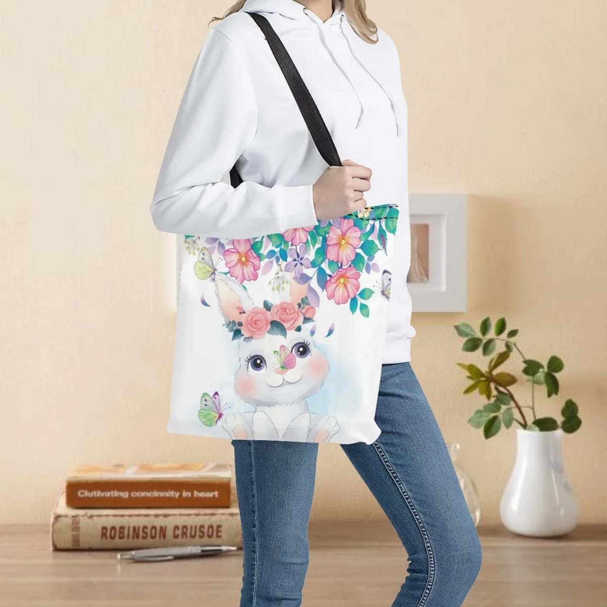 

Милые женские сумочки с рисунком животных, эстетичные вместительные сумки на плечо в стиле Харадзюку для колледжа, многоразовые тоуты