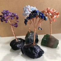 natural amethyst chips rough crystal lucky tree lrregular fluorite quartz raw stone base wealth tree home decoration