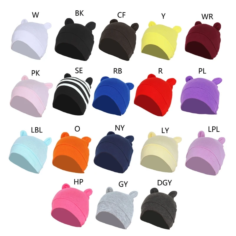 

Cute Ears Baby Hat Solid Color Beanie Newborn Infants Toddler Autumn Winter Bonnet Shower Gifts